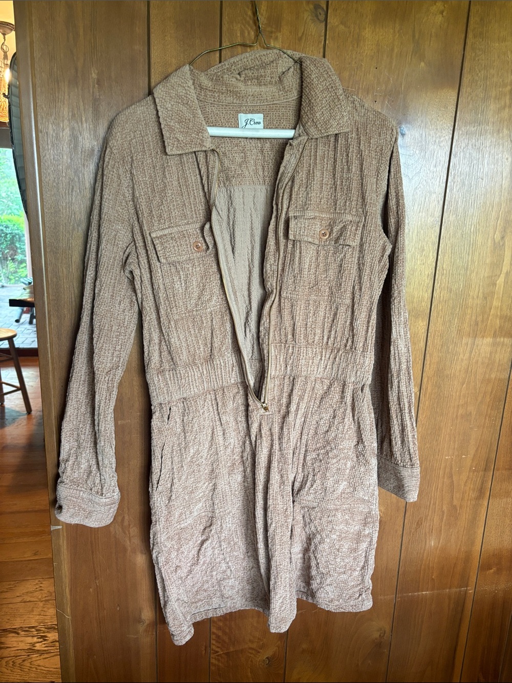 J. Crew Textured Utility Dress Jacket in Taupe Brown